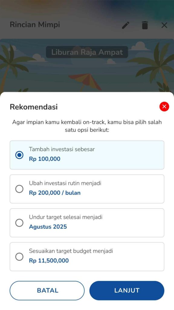 rekomendasi tanam mimpi off track