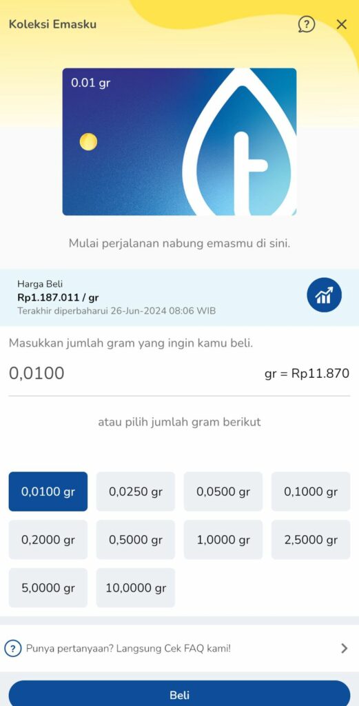 emas mini tanamduit