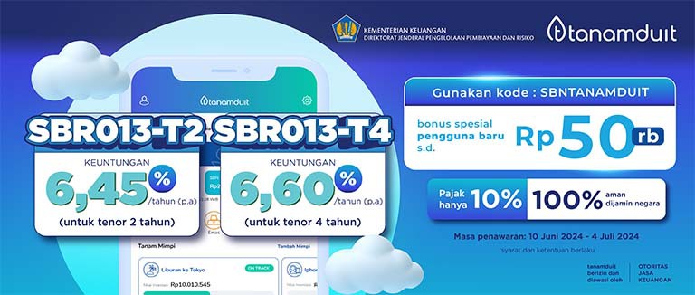 Investasi Perdana SBN SBR013 di tanamduit