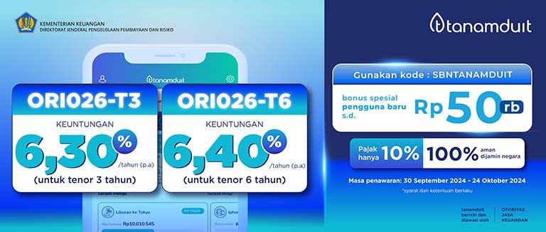 Investasi Perdana SBN ORI026 di tanamduit